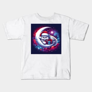 British Shorthair Cat On The Moon Christmas Kids T-Shirt